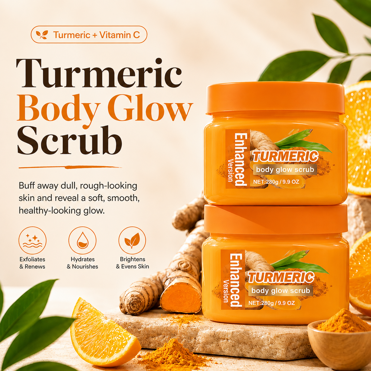 NEAAEN Golden Glow Turmeric + Vitamin C Body Polish