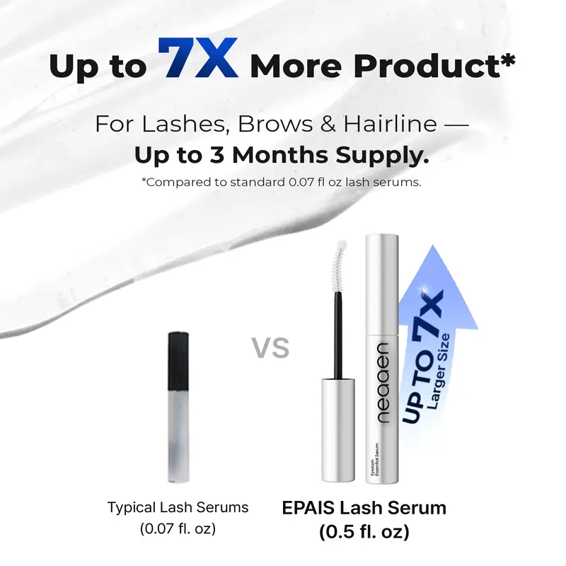 Essential Eyelash Growth Serum, Jumbo Size 0.5fl.oz - Safe & Gentle Lashes Care, Fuller, Thicker in 2 Weeks, Non-Prostaglandin